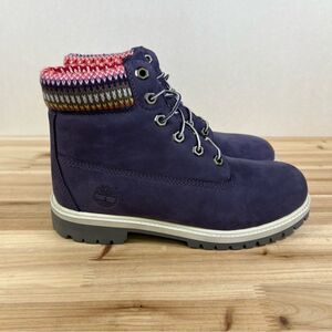 Timberland Premium 6 in waterproof boots purple sweater youth 6 women's 7.5